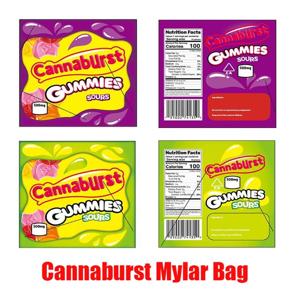 

Cannaburst жевательный мармелад испортятся майларовом Bag 500мг Edibles Пустой Защита от детей Zipper мешок Розничная хранения для сухой травы табака цветок пакет