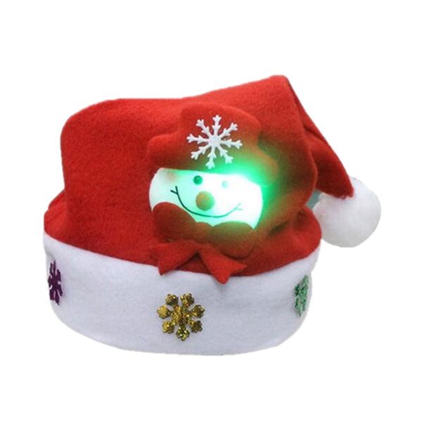 

christmas hat for children and adults non-woven pleuche snowman hat with lights