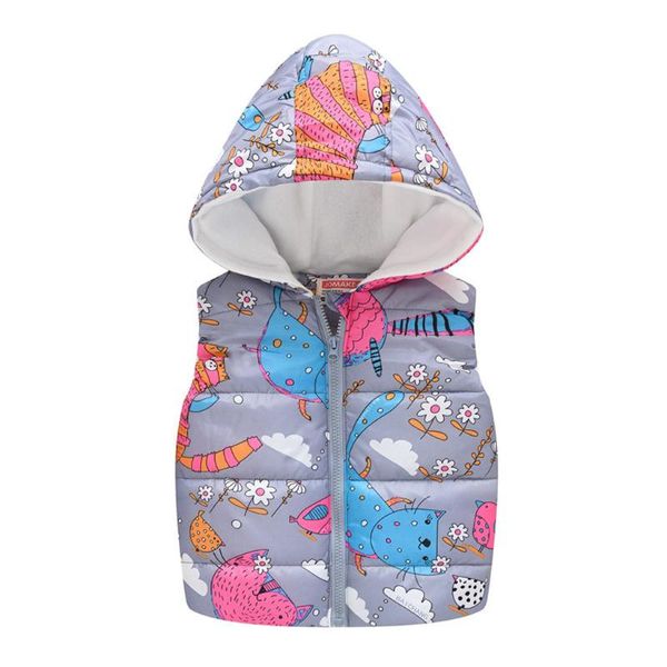 

kids clothes baby print hooded warm waistcoat jackets children hooded sleeveless zipper coat 2020 new, Blue;gray