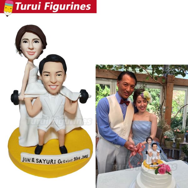 

custom weight lifting couple cake er mustle man figurines handmade weightlifting figurines for wedding cake decorations