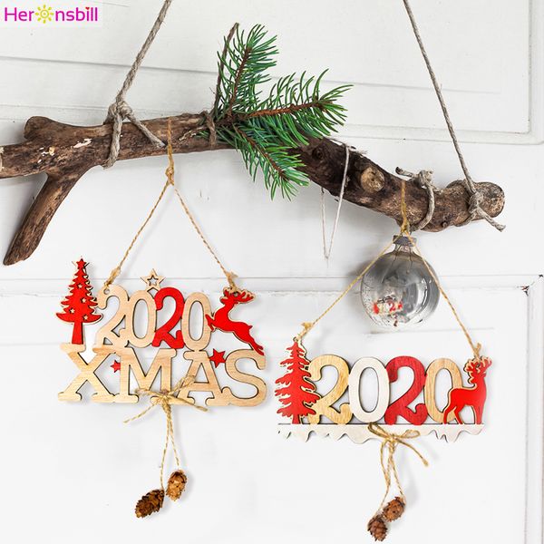 

2020 happy new year xmas wooden pendant 2019 merry christmas eve decorations for home ornaments santa claus tree snowman