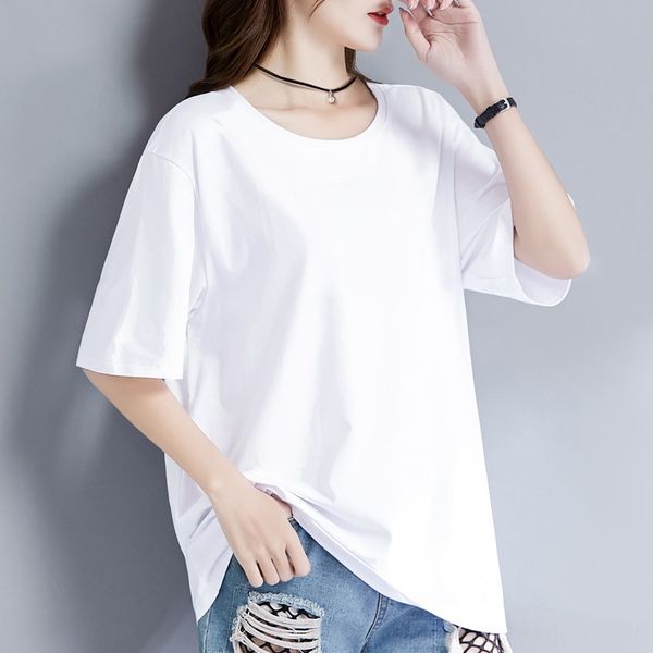 

xdt57 candy-colored short-sleeved t-shirt women's korean style midi ins t-shirt clothing candy clothing solid color loose large size ha, White