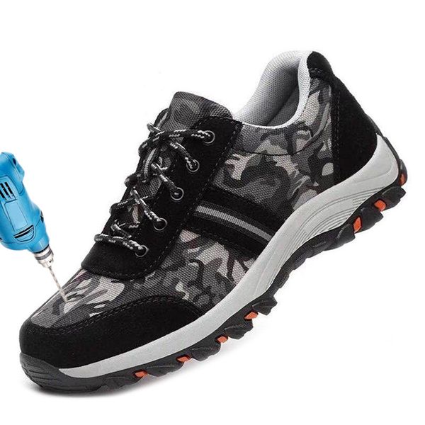 

men's safety shoes steel toe construction protective footwear light breathable 3d shockproof work shoes for men sneakers 37-46, Black
