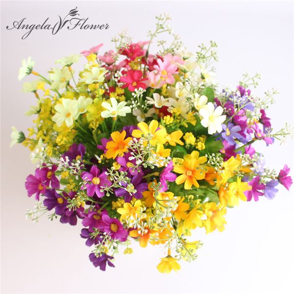 

one bouquet 7 branch 28 heads cute silk daisy artificial decorative flower wedding flower bouquet home table decoration