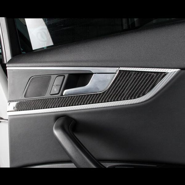 Carbon Fiber Interior Painel de Porta Decorative Cover Trim para Audi A4 B9 2017-2019 Carro Styling Porta Pega Etiqueta Auto Acessórios