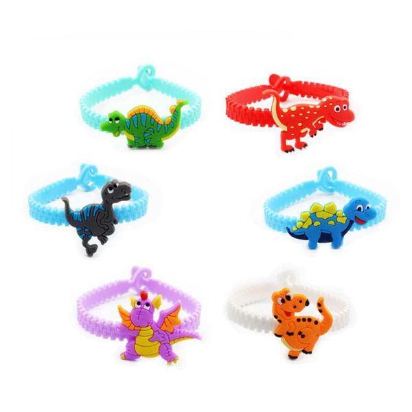 

dinosaur rubber bangle cute animal bracelet birthday christmas holiday party kids children girl boys wristband gift favor, Golden;silver