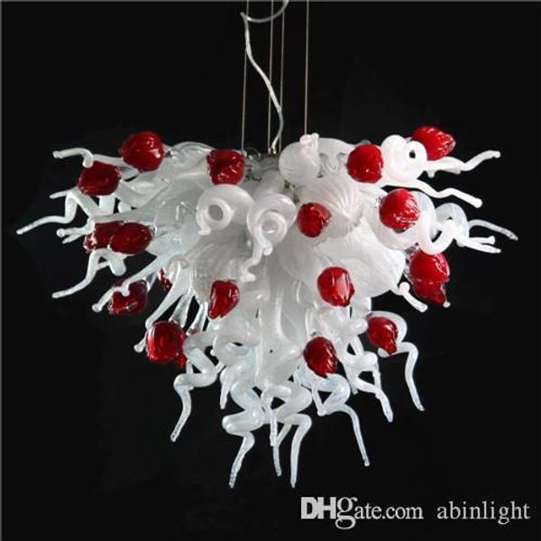 

довольно цветные murano glass art люстра с белым и красным энергосбережением выдувного стеклом подвесных светильников для украшения венчания