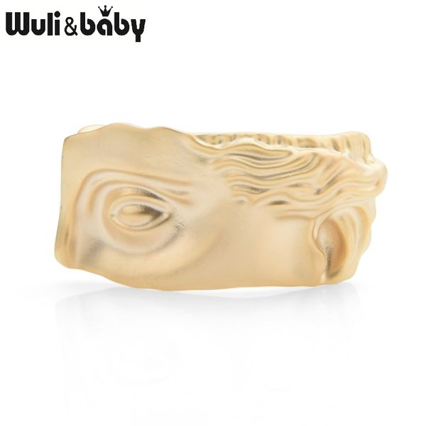 

wuli&baby gold silver mask brooches women alloy face casual party brooch pins gifts, Gray