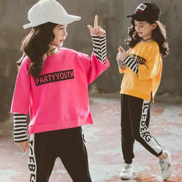 

детская одежда осень зима baby girls clothes set футболка + брюки наряды детский спортивный костюм для девочек костюм 4 9 10 12 13 лет, White