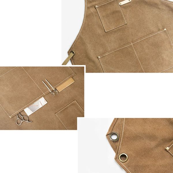 

canvas cook apron barista bartender chef hairdressing apron catering uniform work wear anti-dirty overalls
