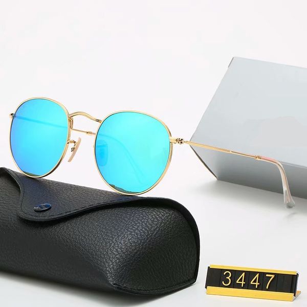 

Classic Round Sunglasses Brand Design UV400 Eyewear Metal Gold Frame Sun Glasses Men Women Mirror 3447 Sunglasses Polaroid glass Lens