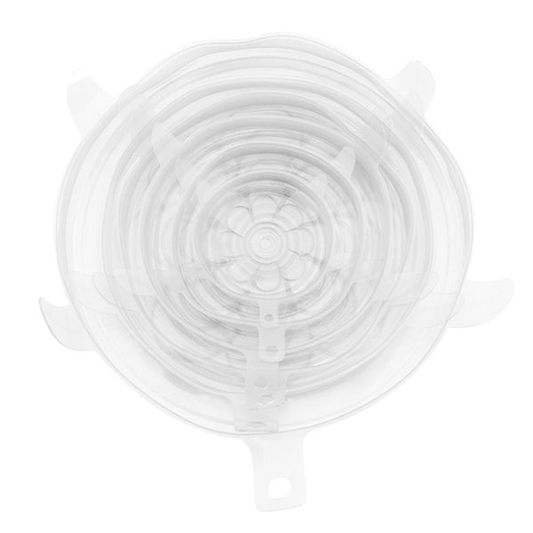 

pack of 6 silicone bowl lid silicone stretch lids reusable suction seal covers for bowls, pots, cups. food safe