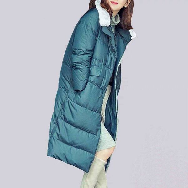 

2019 new winter women casual loose white duck down coats female down long jacket ladies warm thicken outerwear parkas mujer c178, Black