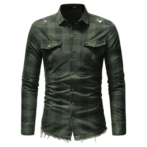 

men shirt brand 2019 male long sleeve shirts casual denim clothing slim fit plaid man dress shirts camisa masculina, White;black