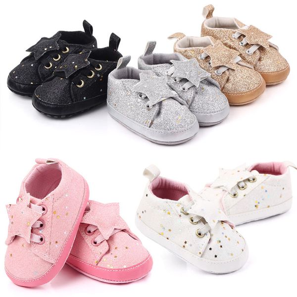 

2020 autumn baby boys girls casual breathable anti-slip sequins star print shoes sneakers toddler soft soled first walkers shoe