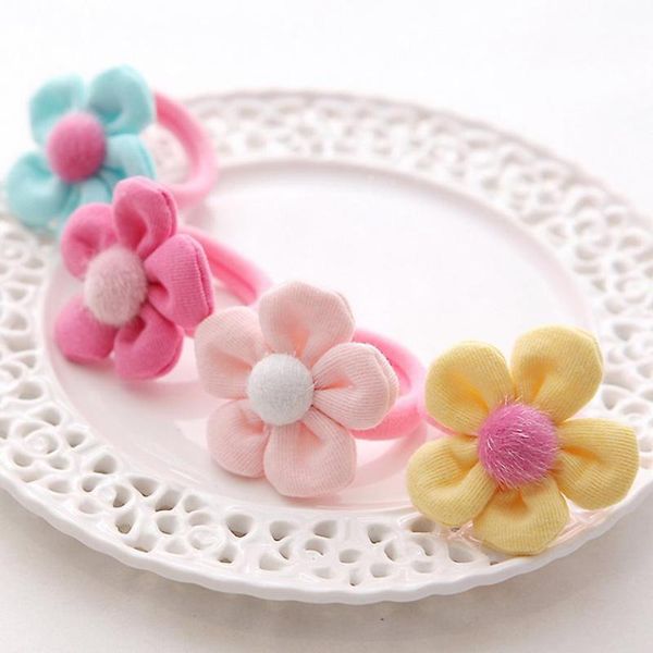 

500pcs soft flower hair elastic bands cute lovely hair accessories rubber band gum for kids children girls scrunchy, Slivery;white