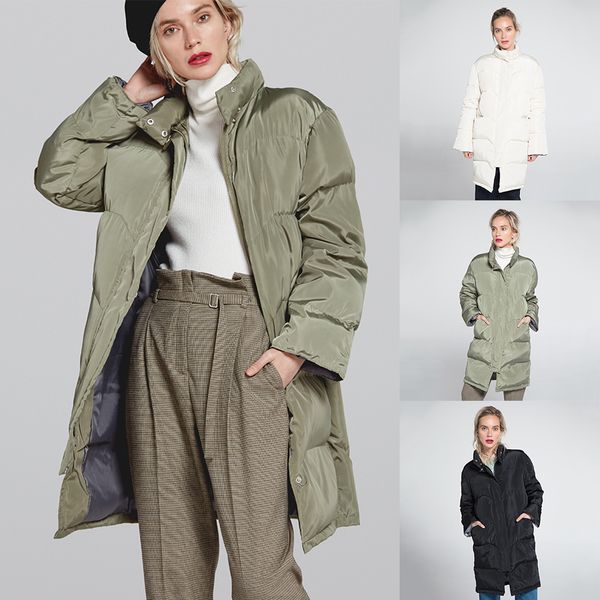 

plus cotton parkas coats 2019 winter warm women's long sleeve cotton coat jacket outwears casual loose loose long streetwears, Black