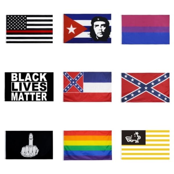 

150*90 cm subdued thin blue line stripes usa flags grommets police cops flags black white blue flags wholesale 662