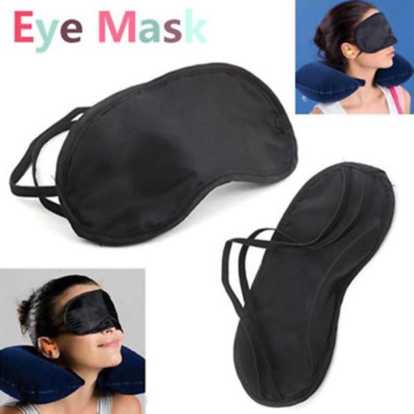 Black Eye Mask Shade Nap Cover Maschere benda per dormire da viaggio Maschere in poliestere morbido 4 strati HHA37