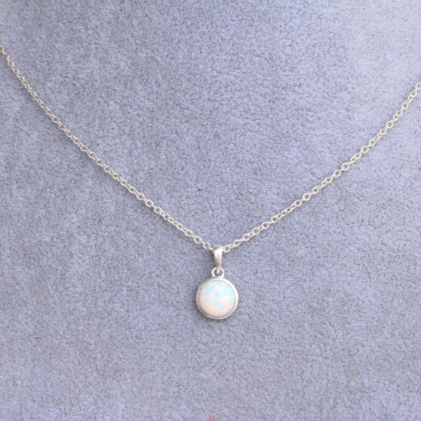 

women genuine 925 sterling silver opal pendant necklace