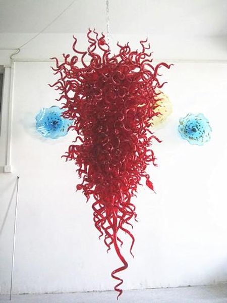 

discount led big red lamps handcraft blown glass chandelier lighting pendant light 72 inches- girban brand