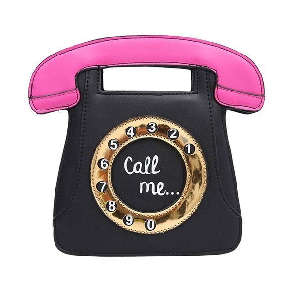 

ljl telephone shaped women retro cross body bag pu leather clutch purse chain bag
