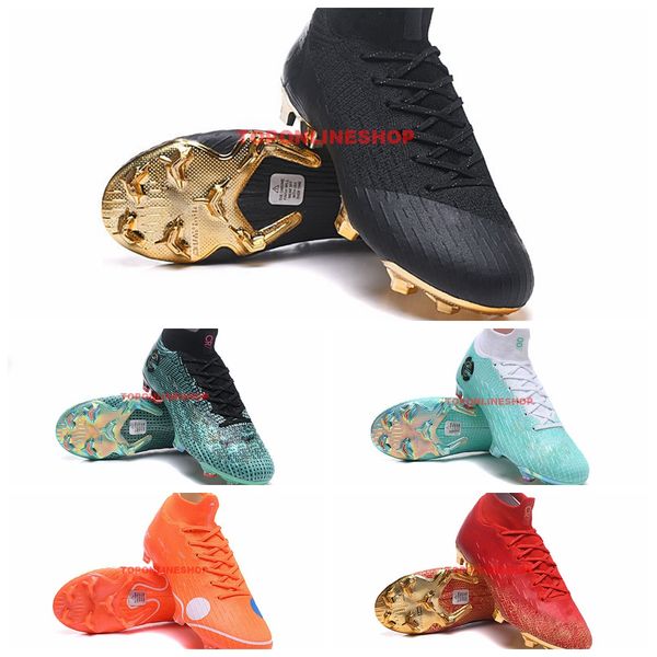 

2019 мужские футбольные бутсы с высокой OG с чехлом для приёма, зеленый Fury CR7 Mercurial Super