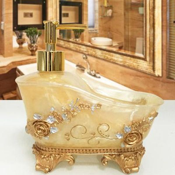 

european court style hand press pump soap dispenser rose carving resin lotion bottle shampoo separate bottle shower gel container box