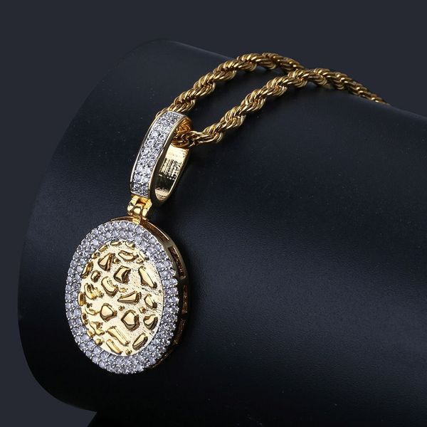 

mens ожерелье хип-хоп ювелирных изделий iced out овальный подвески циркон конструктора ожерелья 18k gold silver plated chain punk rock мода