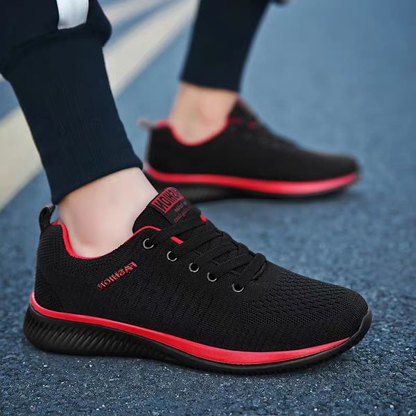

2019 sneakers men casual shoes breathable lace-up tennis shoes comfortable driving male jogging walking baskets, Black