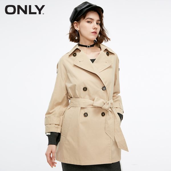 

only womens' winter new three-quarter sleeve trenchcoat jacket three-quarter sleeve double-breasted|118336550, Tan;black