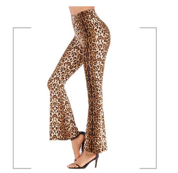 

womens summe designer leopard print wide leg casual female clothing long pants bell bottom trousers, Black;white