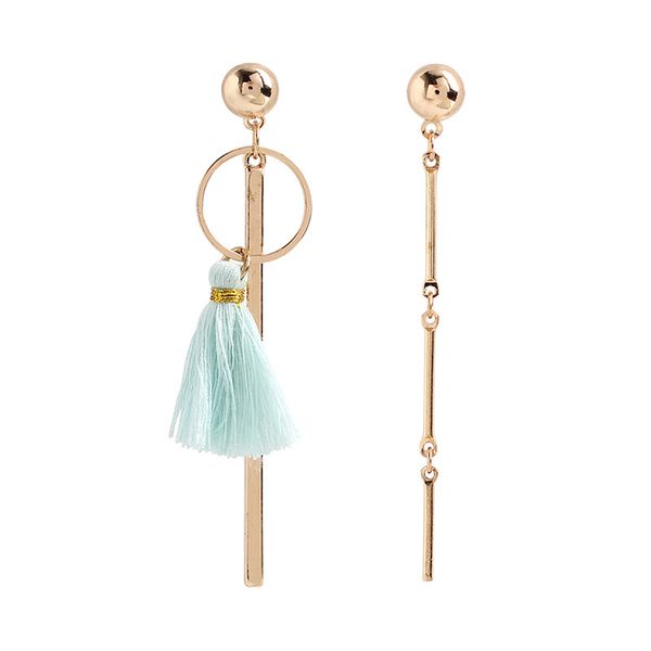 

2020 new summer gold stick bar handmade sky blue tassel trendy minimalist earrings korean fashion chic women party jewelry, Silver