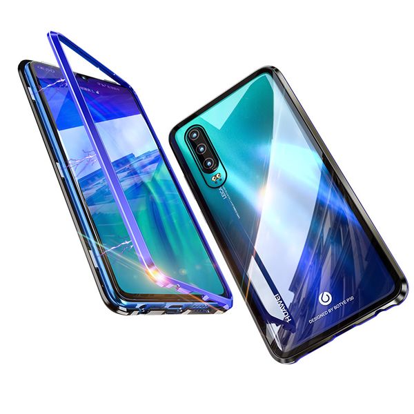 

Магнитные адсорбционные чехлы для Huawei P30 Pro Case Прозрачное закаленное стекло Магни