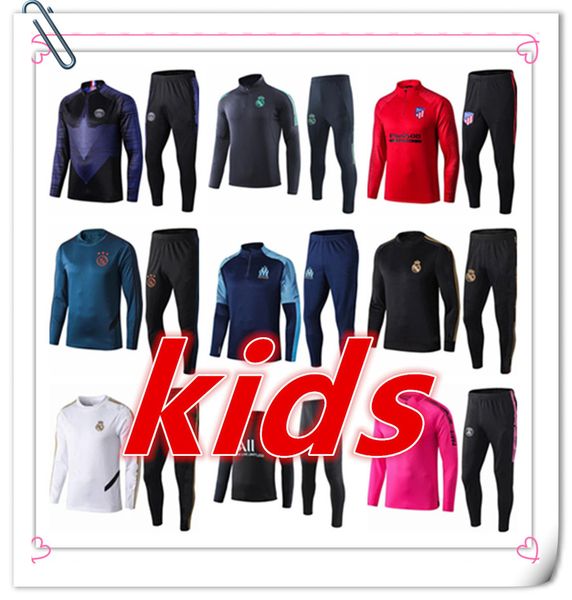 

survÃªtement de football 2019 2020 new kids soccer tracksuit kits 19 20 football training suit tracksuits jogging chandal futbol sportswear, Black