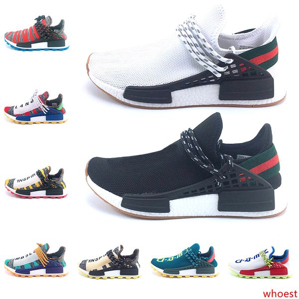 

designer human race trail solar afro pack running shoes men women nerd pharrell williams hu solarhu black white sport sneaker size 5-12