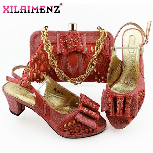 

coral african woman sandals shoes with purse set nigerian retro high heels shoes and bag set for wedding party, Black