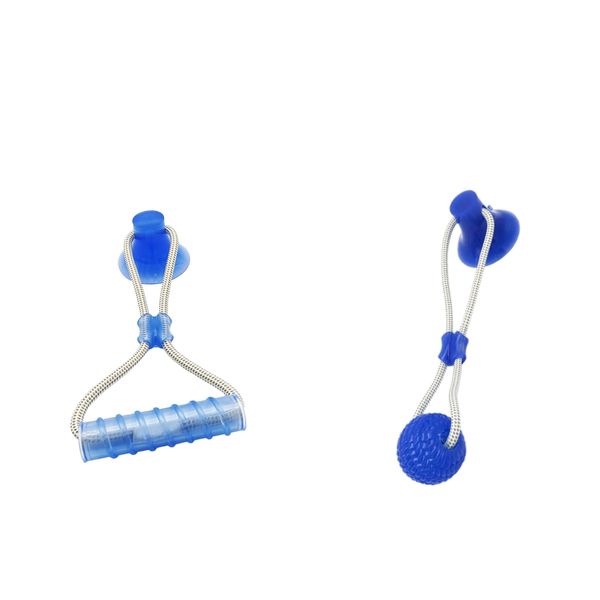

2pcs multifunctional dog interactive tug toy rubber chew suction cup toys