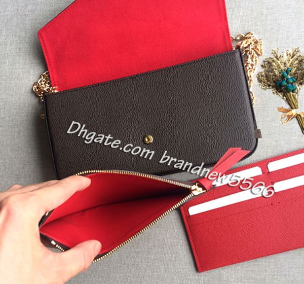 

3 pieces women's clutch wallet with zipper pocket card holder pochette mini chain bag 64065 61276