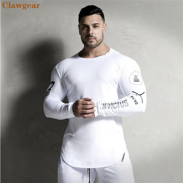 

2019 new clawgear men long sleeves elasticity tight t shirts muscle man gyms fitness bodybuilding brand clothing, White;black