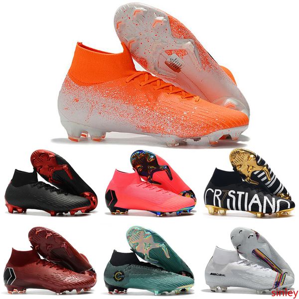 

mercurial superfly vi 360 elite fg kj 6 12 soccer cleats mens women neymar cr7 high soccer shoes football boots 35-45