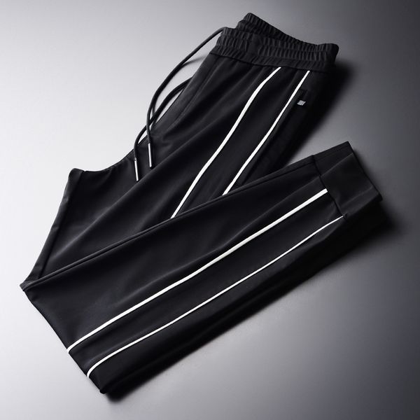 

men's pants spring man side white purfle casual men plus size 4xl youth trend slim fit mens trousers, Black