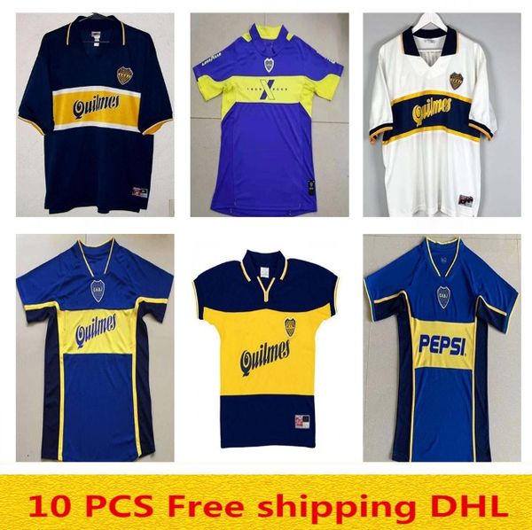 

thailand 2002 2005 97 98 1999 boca juniors retro jersey maradona caniggia camiseta home 2002 1998 classic maillot camiseta de futbol, Black;yellow