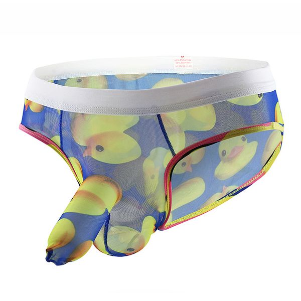 

#603 wholesale 3pcs mesh gauze men's physiological cartoon ducks briefs underwear, Black;white