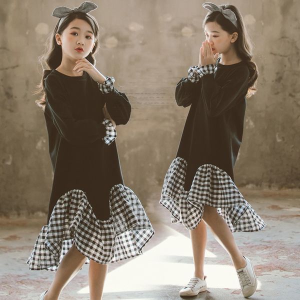 

new kids girls лоскутная длинное платье 8 10 12 лет с длинным рукавом хлопок черное платье повседневный мусульманские девушки одежда, Red;yellow