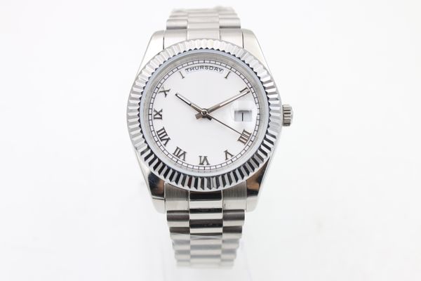 

luxury watch men's mechanical stainless steel automatic gold watch silver white dial sports mens datejust self-wind watches fhg18, Slivery;brown