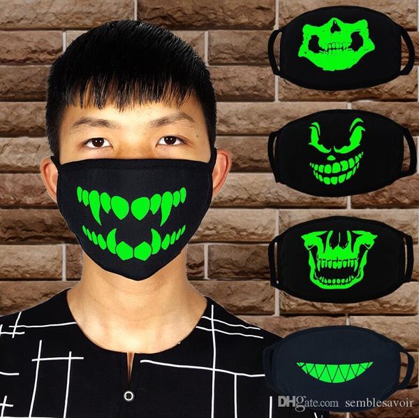 

in stock woman men glow in dark skull masks black mask mouth half face cosplay costume face mask washable