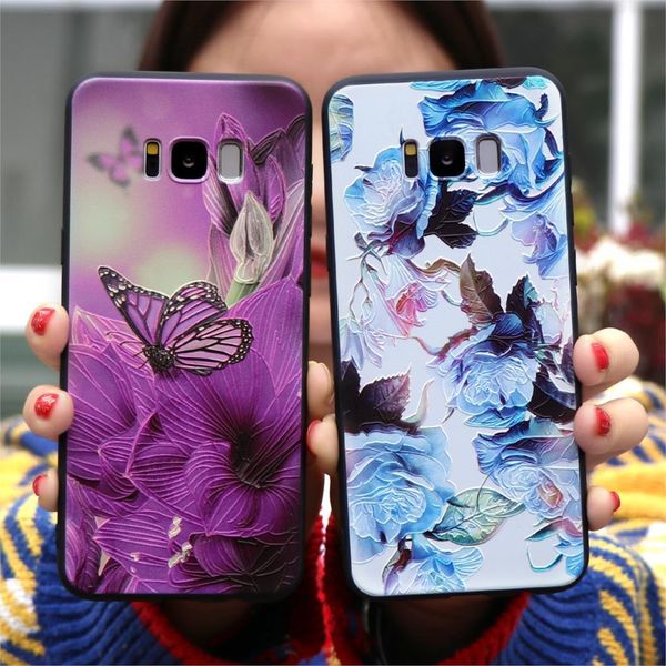 

3D Flower Emboss TPU для Samsung Galaxy M20 M10 J5 S10e S10 Plus J8 J6 J4 Plus J7 Neo A50 Prime J3 2015 Case