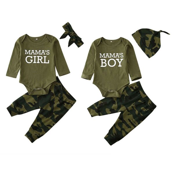 

новорожденный наряд 3шт детская одежда baby boy girl камуфляж с длинным рукавом топы боди + брюки комплект + оголовье/шляпа, White