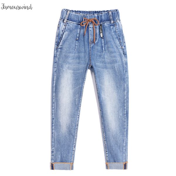 

специальные женские джинсы новый дизайн упругие boyfriend для плюс размер сыпучие джинсы высокая талия женщина stretch аппликация харен брюк, Blue